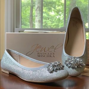 Jewel by Badgley Mischka silver embellished shoes